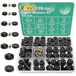 XBVV 106 PCS Faucet Washer Assortment Kit with Assorted Flat and Beveled Rubber Washers for Outdoor Garden Faucet Stem Leak Worn Replacement Repair