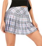 Tennis Skirts for Women Plaid Pleated Athletic Golf Skorts with Shorts Pockets, Plaid Blue, Small