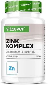 Zinc 25 mg - 400 comprimidos - Premium: Bisglicinato de zinc de Albion® + L-Histidina - Alta biodisponibilidad - Complejo de quelato - Probado en laboratorio - Vegano - Altamente dosificado