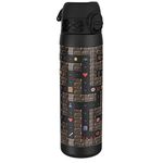 Ion8 Steel Water Bottle, 600 ml/20 oz, Leak Proof, Easy to Open, Secure Lock, Dishwasher Safe, Flip Cover, Fits Cup Holders, Carry Handle, Durable, Metal Water Bottle, Raised Print, Gaming Design