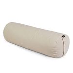 Yoga Studio Yoga Bolster Cushion | EU Organic Buckwheat Hulls Filling | (GOTS Certified) | Removable Washable Organic Cotton Outer Cover | Great for Yoga, Meditation (Ecru)