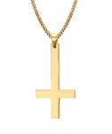 Vnox Jewelry Stainless Steel Upside Down Cross Necklace for Men,Inverted Pendant,Gold,24"