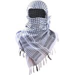 Luxns Military Shemagh Tactical Desert Scarf / 100% Cotton Keffiyeh Scarf Wrap for Men And Women, White, One Size