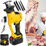 Brushless Motor Electric Meat and Bone Saw, Meat Saw for Butchering at Home, Handheld Bone Saw for butchering, Butcher Saw with 1 toolbox, 1 Battery and 4 Saw Blades