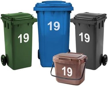 4 x Bin Numbers for Wheelie Bins, 0-99 Wheelie Bin Stickers, 17.5cm Bin Stickers for Wheelie Bins, Self Adhesive Wheelie Bin Numbers, Weatherproof Vinyl Number Stickers(19)