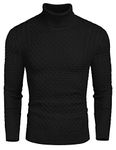 COOFANDY Men's Jumper Slim Fit Turtle Neck Tops Sweatshirts Long Sleeve Sweater Roll Neck Jumpers Winter Jumper Knitwear Sweaters Solid Color Black L