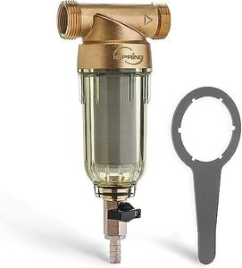 iSpring WSP-100 Filtro de Agua de Sedimentos Reutilizable para Toda la Casa, Filtración de Prefiltro Desechable de 100 Micras, G 1"- 3/4", Latón