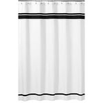 Sweet Jojo Designs White and Black Hotel Kids Bathroom Fabric Bath Shower Curtain