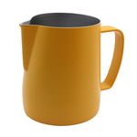 Dianoo Frothing Stainless Steel Pitcher Pitcher Jug Oven Suitable for Coffee, Latte and Milk Frothing 350 ml White Yellow