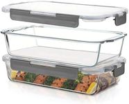 Superior Glass Casserole Dish with lid - 2-Piece Glass Bakeware And Glass Food Storage Set - 100% Leakproof Casserole Dish set with Hinged BPA-free Locking lids - Freezer-to-Oven-Safe Baking Dish Set.