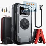 Jump Starter Power Pack with Air Compressor, 5000A 150PSI Car Battery Booster Jump Starter (10L Gas/8L Diesel Engines),12V Power Bank Jump Box with Large Digital Display, Jump Leads