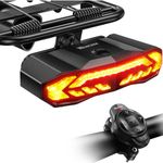 WSDCAM Bike Cargo Rack Tail Light with Turn Signals and Brake Light, Wireless Bike Horn Alarm, Auto On/Off USB C Rechargeable Bicycle Tail Light Rear Rack Bike Light Turn Signal Lights for Road Safety