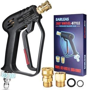 Short Pressure Washer Gun with Swivel, Anti-Tangle Design, Max 4000 PSI, Heavy Duty, 3/8" QC & M22 14/15mm Inlet, 1/4" Quick Connect Outlet for Car Detailing