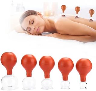 5 Piezas Unidades Juego de Ventosas, Ventosas Fisioterapia con Bola de Succión, Ventosas Faciales, Ventosas Masaje, Ventosas de Vidrio, Usado para Faciales o el Cuerpo (Rojo Hierro)
