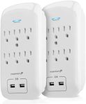 Fosmon 6 Outlet Surge Protector 1200 Joules with 2 USB Ports Charger (3.1A), Multi Plug Outlet Extender 1875 Watt, 3-Prong Grounded Wall Tap Adapter (2 Pack)