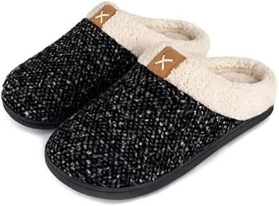 ULTRAIDEAS Mens Slip On Slippers, Sherpa Lined House Shoes with Memory Foam for Indoor Outdoor, Machine Washable, Upgrade Black, 11-12