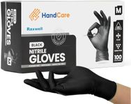 HandCare 6 Mil Black Nitrile Disposable Gloves, Powder-Free & Latex-Free for Cleaning, Food Prep & Tattoo (Large-100 cases)