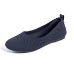 Women's Ballet Flats Slip On Knit Dress Shoes Pumps Shoes Round Toe Navy