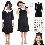 Sarvda Halloween Dress for Girls | Inspired Character Dress | Stylish Dress with Scary Teeth | Makeup Tattoo Scars Wounds | Haunted Witch Costume | For 5 to 6 Year Kids