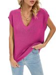 Famulily Womens Deep V-Neck Knit Sweater Vest Sleeveless Casual Trendy Summer Ribbed Knitted Tank Tops Rose XL