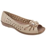 Boulevard Womens/Ladies Punched Open Toe Flower Casual Shoes (6 UK) (Beige)