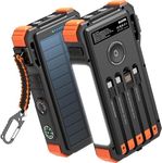 BLAVOR Solar Power Bank 20000mAh Built-in Cables, Wireless Charger for Apple Watch, 20W Fast Charging Battery Pack with USB C, Flashlight, Solar Charger for iPhone, iPad, iWatch, Samsung