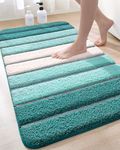 DEXI Bath Mat, 24"x43" Non Slip Bathroom Mat, Extra Soft and Absorbent Bathroom Rugs, Machine Washable Bath Rugs for Bathroom Floor, Tub and Shower, Turquoise Green