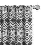 Ambesonne Geometric Window Curtains Pack of 2, Monochrome Hand Drawn Tribal Pattern Abstract Aztec Motifs Civilizations, Lightweight Set with Rod Pocket, 4 Panels of - 28" x 63", Black and White