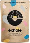 EXHALE Organic Chemical-Free FINE Ground Coffee - 225G PACK - Single Origin and 100% Arabica Beans. For Moka, AeroPress and Drip - Decaf Medium Roast