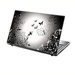 15'6 Inch Taylorhe laptop skin protective decal black and grey butterflies