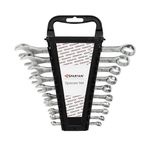 SPARTAN Carbon Steel Combination Spanner Set/Wrench Set/Tool Kit Multipurpose Home Use and Professional Spanners, Corrosion Resistant Chrome Plating Open Jaw and Ring Spanners (Silver, Set of 10)