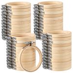 48 Pcs 3 Inch Embroidery Hoop Bulk Wooden Round Hoops Bamboo Circle Cross Stitch Hoop Ring Small Sewing Hoop for Art Craft Handy Sewing Home Ornaments Christmas Decoration