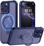 MOCCA Design for iPhone 16 Pro Case with Magnetic Invisible Stand [Full Camera Protection] [Compatible with Magsafe] Military Drop Shockproof Translucent Matte Phone Case Cover 6.3",Deep Blue