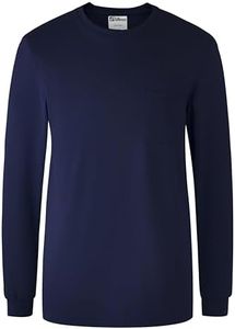 Ubon FR Shirts for Men Fire Resistant Shirts 7.5 Oz FRC Shirts for Men Long Sleeve Welder Crew Shirts, Navy, Large