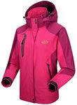 donhobo Women's Waterproof Ski Jackets,Outdoor Hiking Walking Raincoat Jacket Lightweight Windproof Windbreaker Coats with Hood Rose L