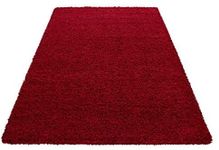 HMWD Modern Red Fluffy Thick Pile Non-Slip Area Shaggy Rug Non-Shed Plain Soft Touch Luxurious Floor Carpet For Living Room Bedroom Small Medium Hallway Runner - 120 x 170 cm