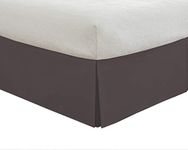 Lux Hotel Tailored Bed Skirt Classic 14" Drop Length Pleated Styling, Queen, Grey