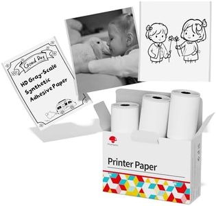 Phomemo HD Gray-Scale Synthetic Adhesive Thermal Paper, Glossy Printable Sticker Paper Label for Phomemo M02/M02 Pro/M02S/P2S/M03/M04S Mini Sticker Printer, 50mm x 3m, Diameter 28mm, 3-Rolls, White