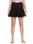 R LON Swimsuit Skirt Built in Swim Shorts High Waist Bathing Suit Bottoms (L, Black)