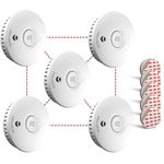Ruan Wireless Interconnected Smoke Alarm 10 Years Life Photoelectric wireless Smoke Detector Fire Alarm Tested Conforms to EN 14604 Standard 5 Pack