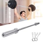 ybaymy Barbell Bar Barbell 4ft Straight Bar Deadlift Bar With 2 Spring Collars Standard Weight Bar for Press, Squats, Curls, Deadlift and Powerlifting