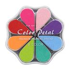 8 Color Craft Rainbow Finger Ink Pads Stamps, Small Rubber Stamp Ink Pads, Pigment Petal Shape Option Pad, Washable, for Card Making, Scrapbook, Kids Painting DIY, Letters Diary Album (1015)
