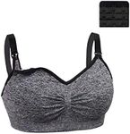 Dreamburn Maternity Nursing Bra 1/2/3 Pack Wireless Seamless Breastfeeding Bras 4 Rows Adjust Hook with Removable Spill Prevention Pads Add Extenders Comfortable (Black6,XL)