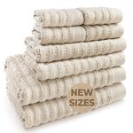 Softerry Pure Organic Cotton Bath Towel Set - 100% Soft Cotton - Extra Absorbent and Durable - 500 GSM Quick Dry - Luxury Hotel & Spa Quality - Fade Resistant - Eco Friendly (Natural, Set of 8)