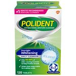 Polident Overnight Whitening Antibacterial Denture Cleanser Effervescent Tablets, 120 count