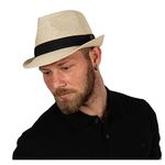 IYAAN Western Style Hat, Summer Fedora Hat for Men and Boys Beige Pack of 1