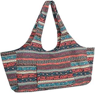 Anjing Large Capacity Bohemian Ethnic Style Print Canvas Yoga Bag Yoga Mat Bag with Pockets