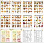 iyouthlife 12 Pcs Mediterranean Diet Chart Food List, Grocery List Health Food Guide for Daily Diet Plan, Heart Healthy Easy Recipes for Beginners