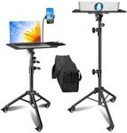 Projector Stand, Laptop Tripod Stand for 29" to 69", Projector Tripod Stand with Mouse Tray & Wheels, Adjustable Height Portable DJ Racks Stand with Gooseneck Phone Holder, Perfect for Office, Home, Stage,DJ Equipment