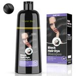 Black Hair Dye Shampoo, Duntail Coconut Hair Color Shampoo 3 in 1, Semi-Permanent Gray Hair Coverage for Woman & Man, Mild Formula, Lasts 30 Days (16.90 oz)